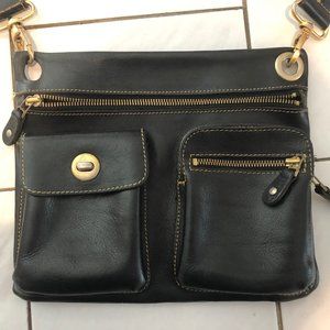 ROOTS Crossbody Black Leather Village Bag